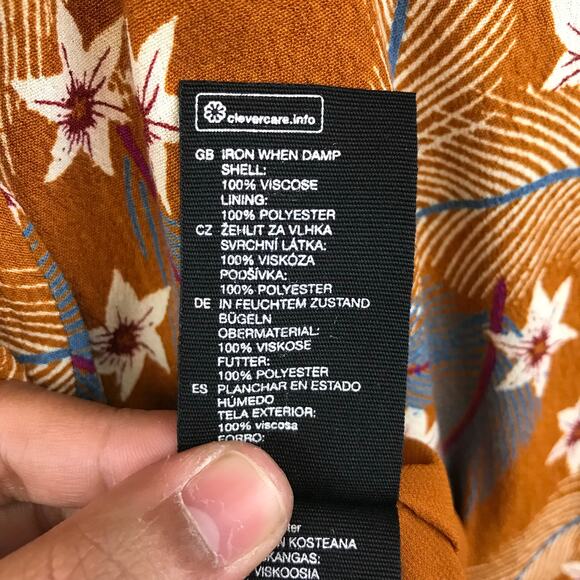 Paris Atelier & Other Stories‎ Burnt Orange Dress Size 6 Floral Feather Print - Picture 10 of 13